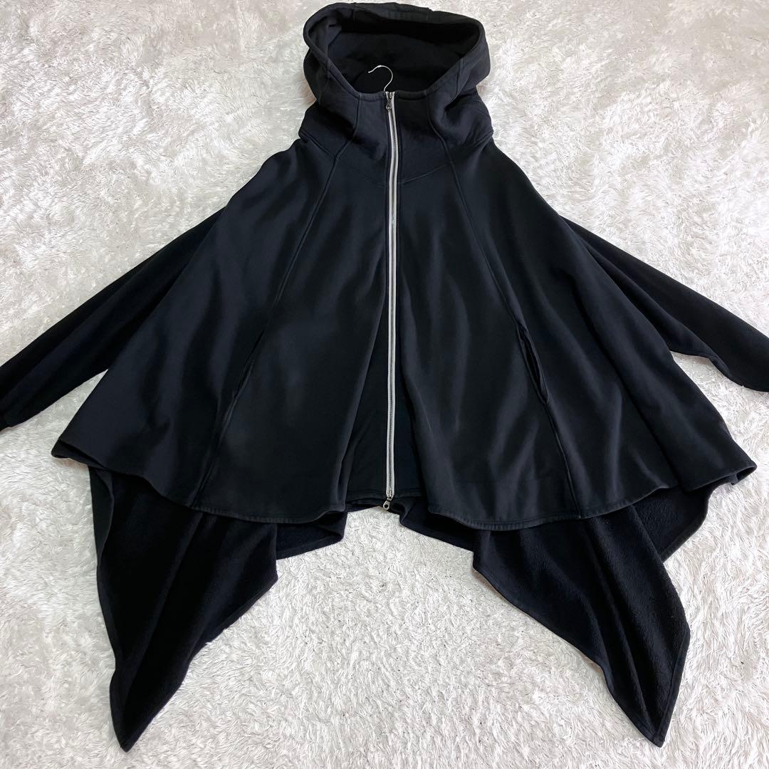 美品 ha | za | ma ハザマ なびくパーカー ブラック ポンチョ