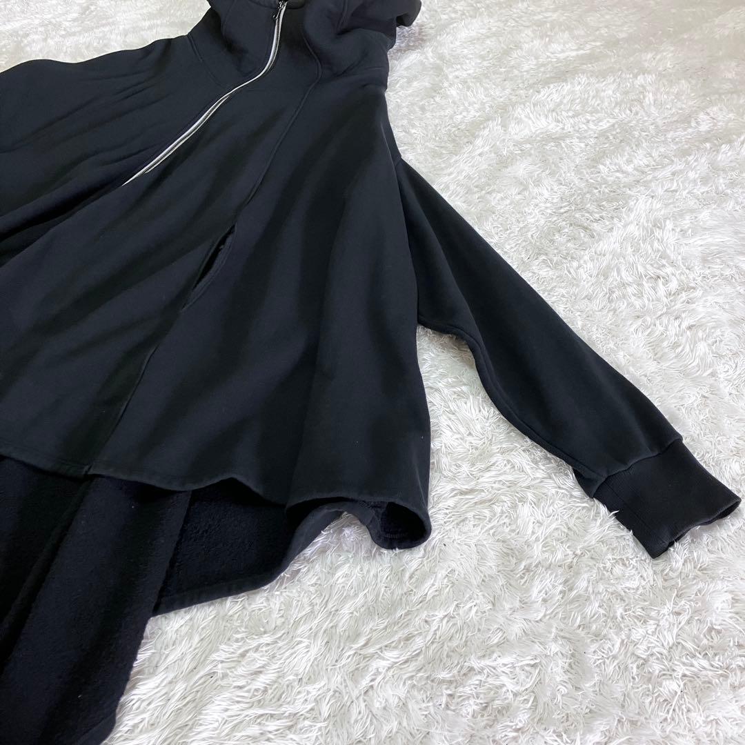 美品 ha | za | ma ハザマ なびくパーカー ブラック ポンチョ