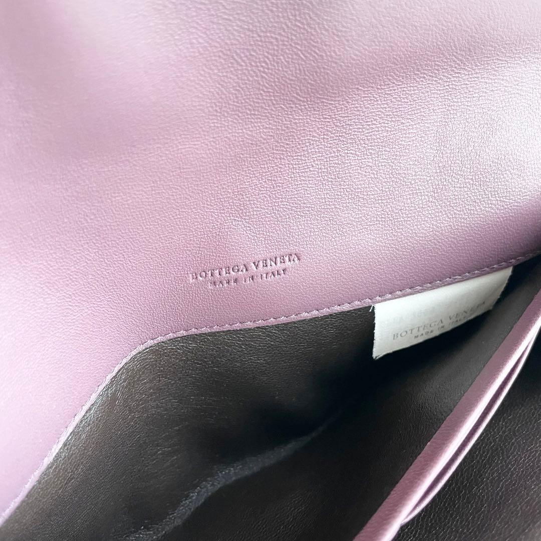 ボッテガヴェネタ 長財布 イントレチャート レザー くすみパープル ほぼ新品
