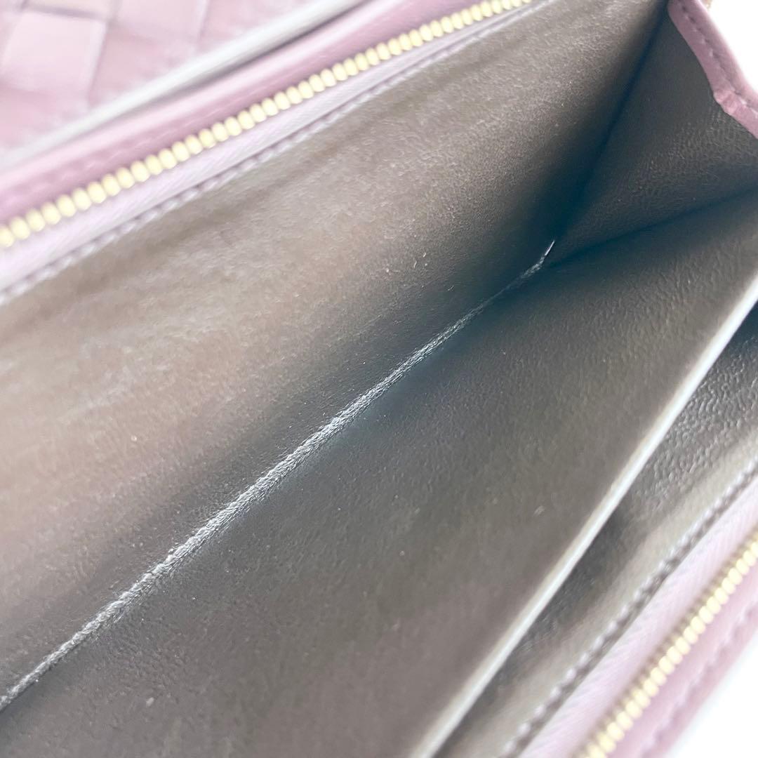 ボッテガヴェネタ 長財布 イントレチャート レザー くすみパープル ほぼ新品