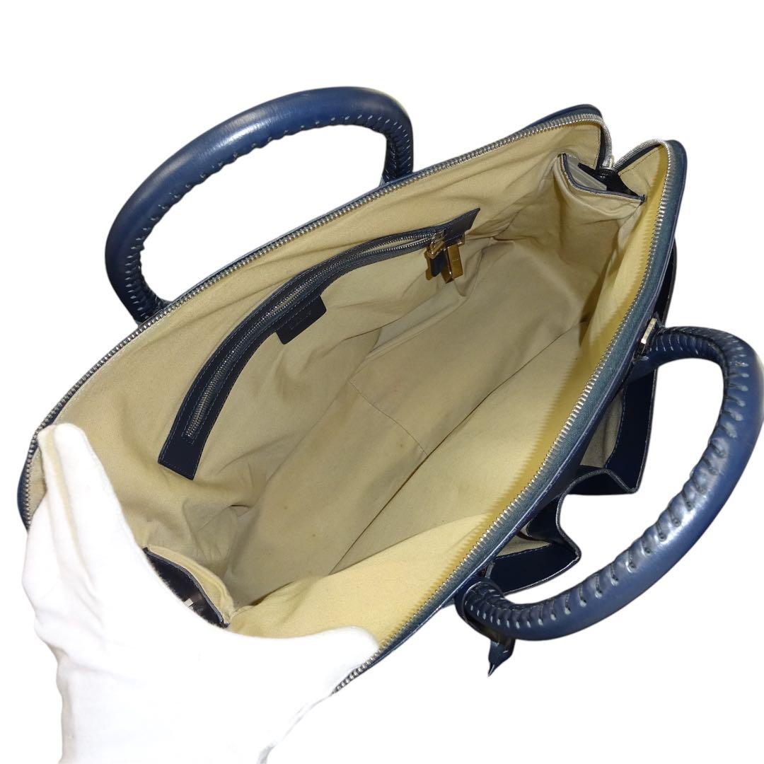 BALLY バリー 紺色　ネイビートートバッグ　ビジネスバッグ レザー 大きめ