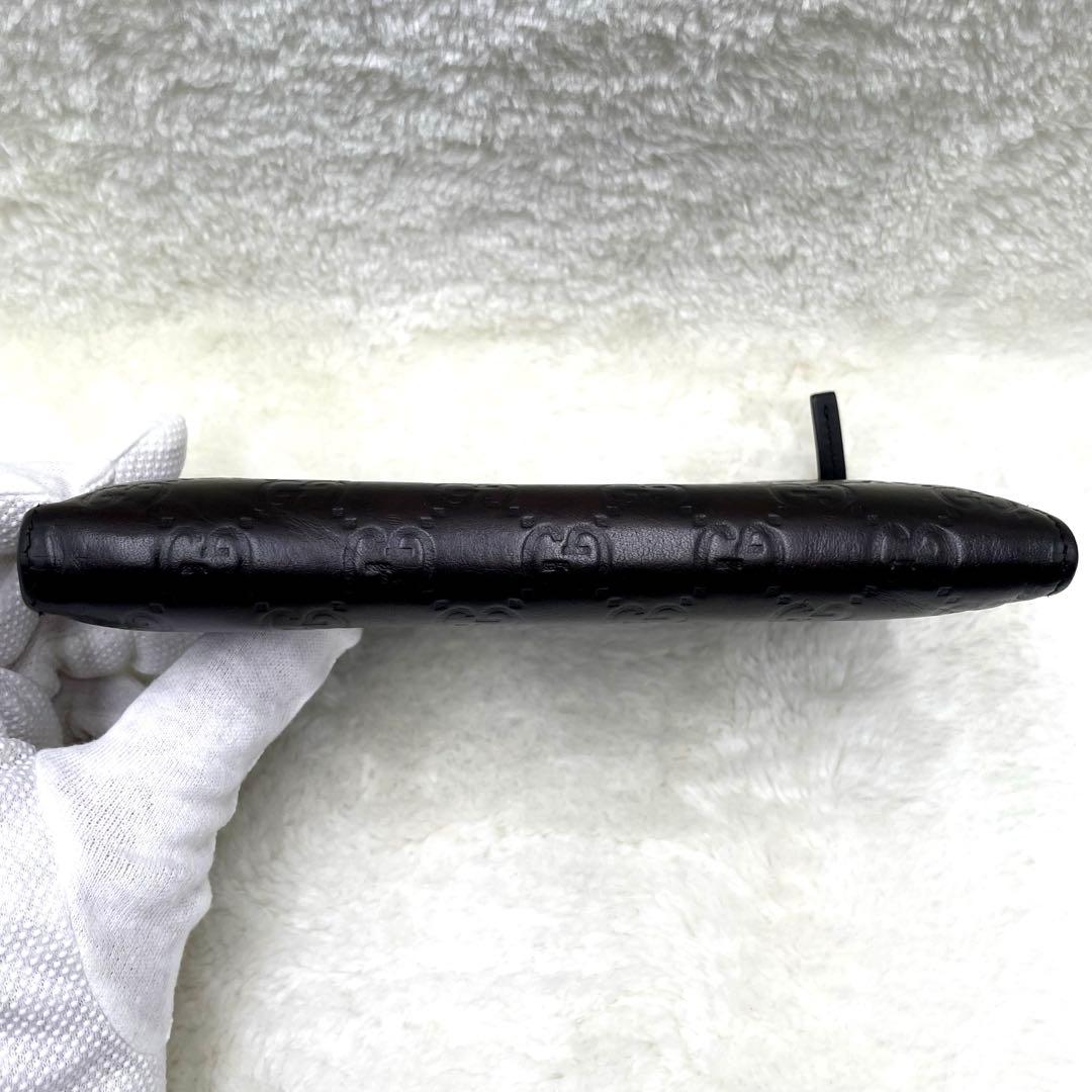 美品　グッチ GUCCI 長財布　L字ファスナー　シマ　ダークブラウン GG