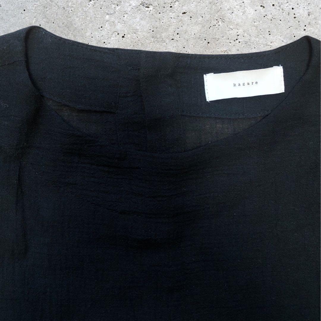 【極美品】かぐれ ガーゼロングチュニック フリー ブラック 2025年モデル