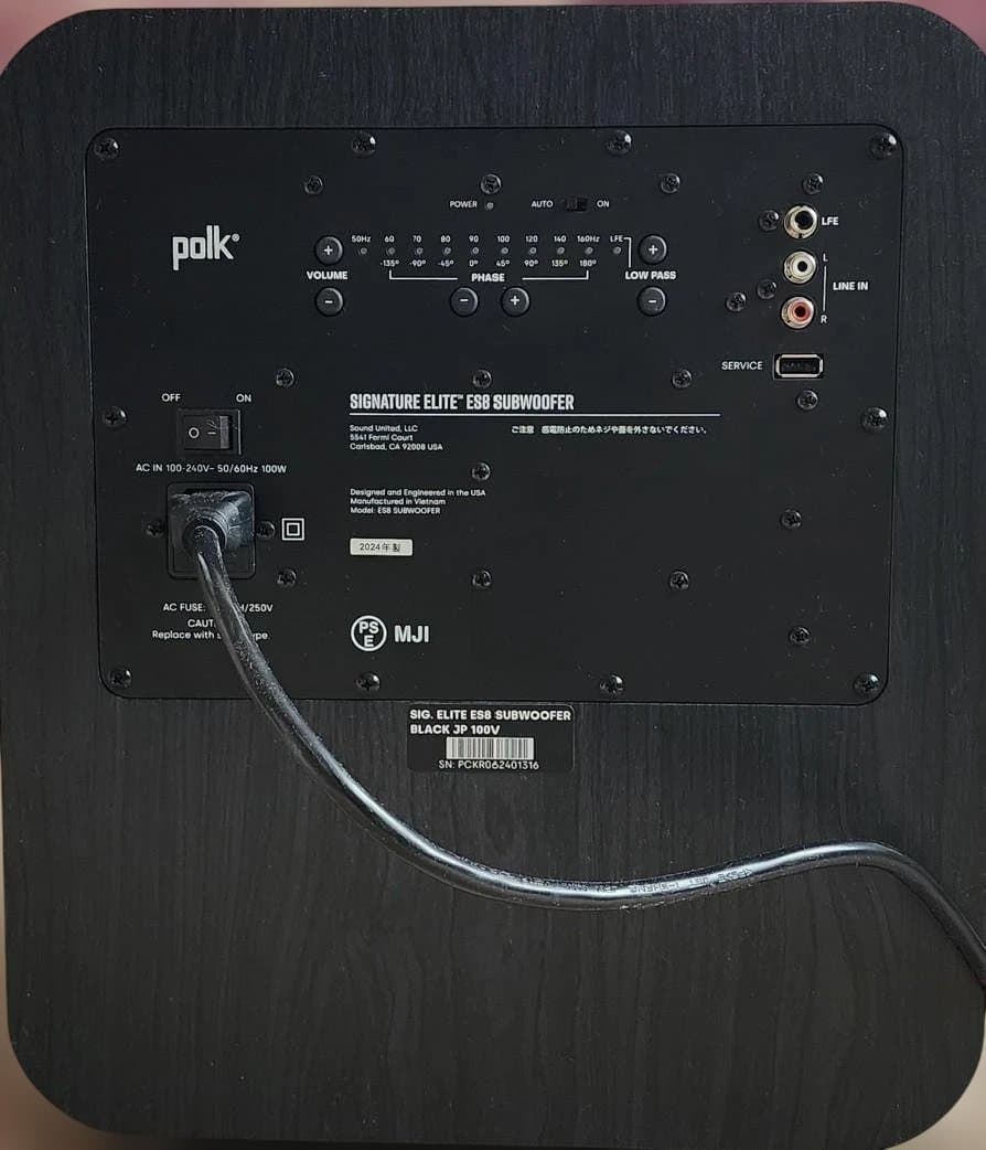 POLK AUDIO 8インチ・サブウーハー　ES8SW ブラック