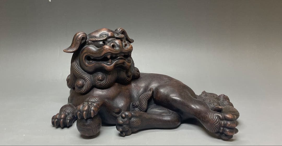 古備前　玉乗り　獅子香炉 　bg410