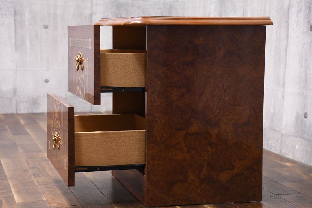 ECK35 イタリア製 2段サイドチェスト ベッドサイドテーブル ナイトテーブル