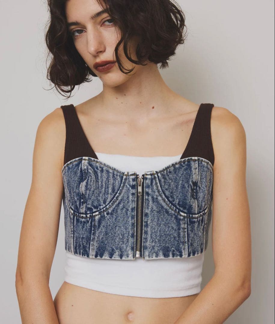 【新品未使用】Ameri RIB MIX DENIM BUSTIER ビスチェ