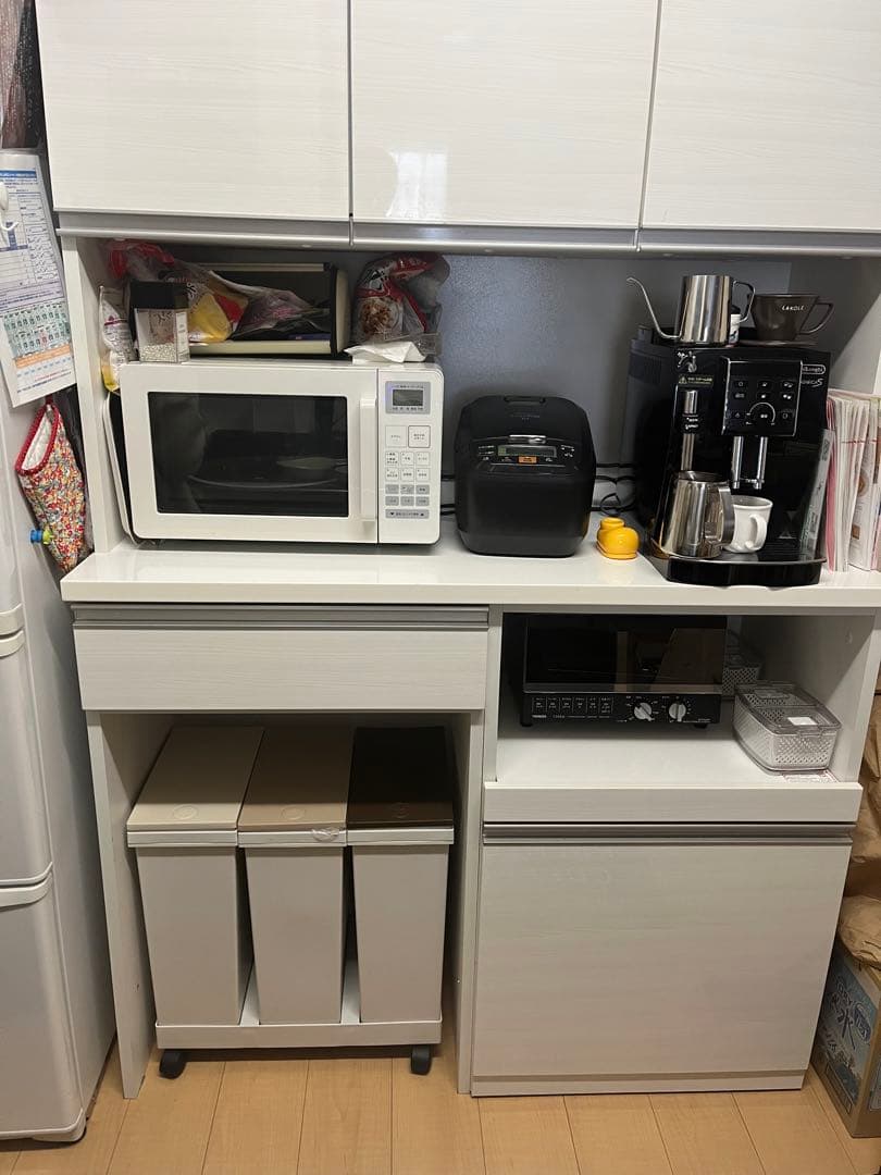 ニトリ　キッチンボード　食器棚ホワイト　リガーレ120 ゴミ箱付き