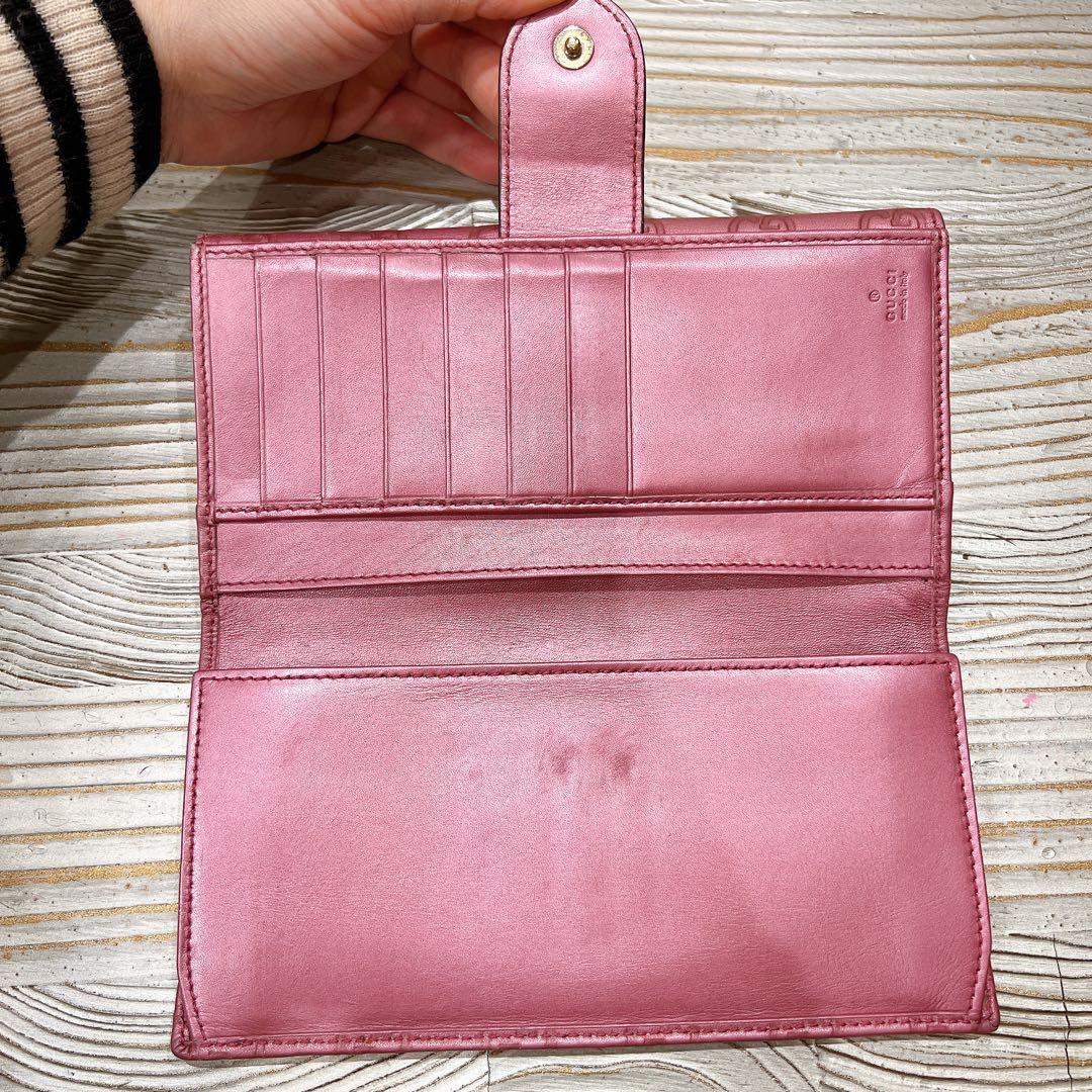 GUCCI GGパターン ピンク長財布
