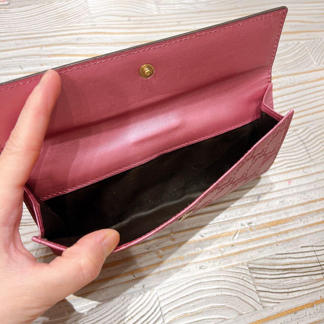 GUCCI GGパターン ピンク長財布