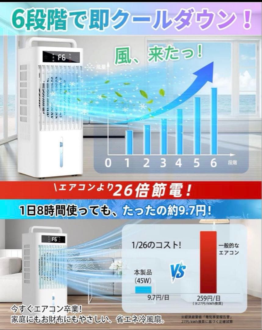 Braveby 冷風機 強力 冷風扇 360°吸気 大容量 10L水タンク