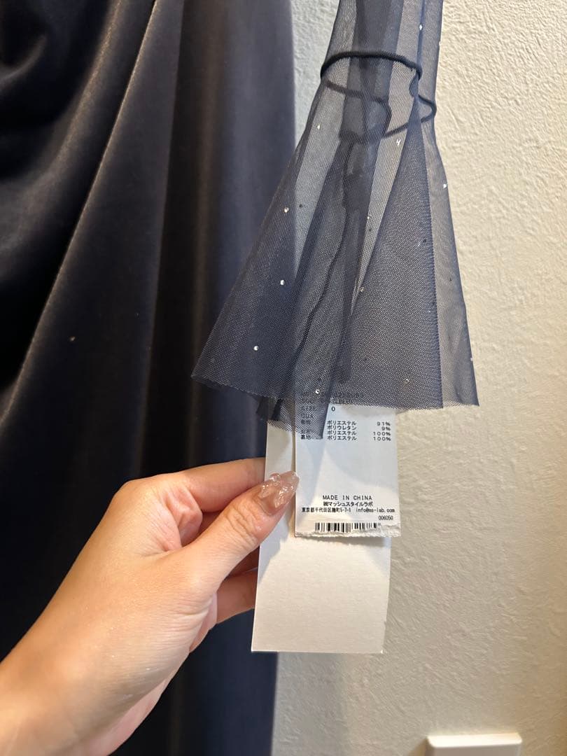 SNIDEL スナイデル　シアードッキングベロアドレス ネイビー 0サイズ