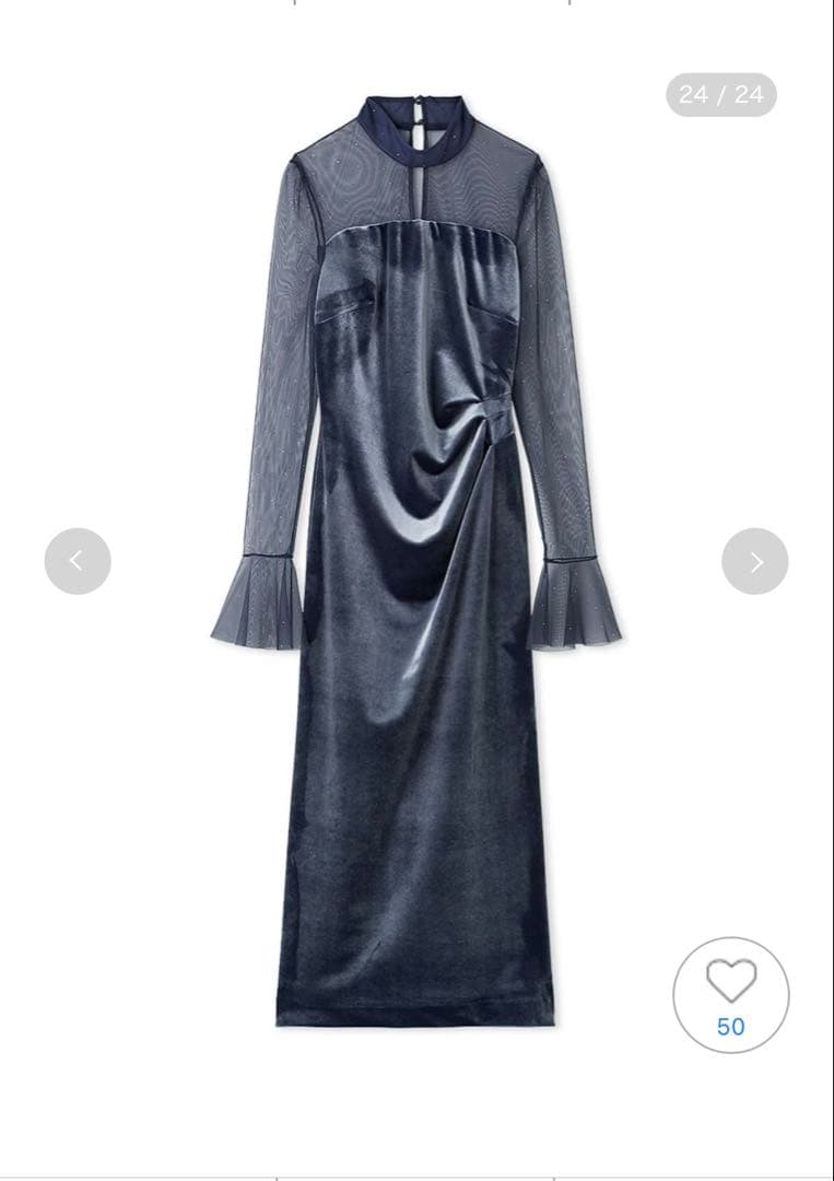 SNIDEL スナイデル　シアードッキングベロアドレス ネイビー 0サイズ