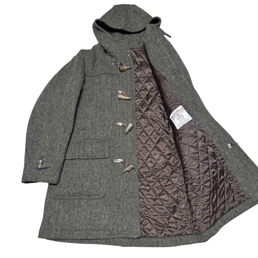 美品 スコッチハウス ハリスツイード ヘリンボーン ツイード ダッフルコート L