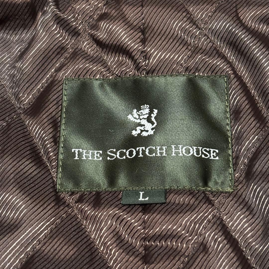 美品 スコッチハウス ハリスツイード ヘリンボーン ツイード ダッフルコート L
