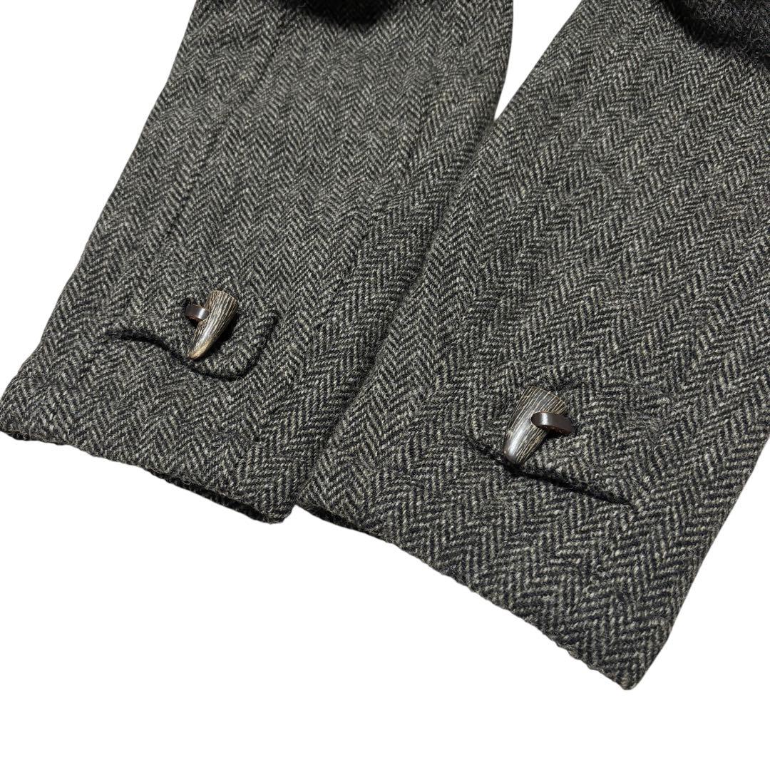 美品 スコッチハウス ハリスツイード ヘリンボーン ツイード ダッフルコート L