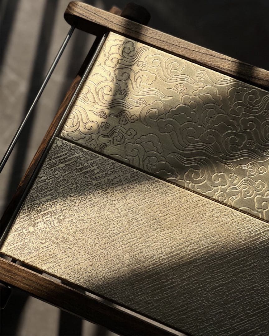 激レア！真鍮製 ハーフユニット天板2枚組 IGT規格 雲柄検:peak