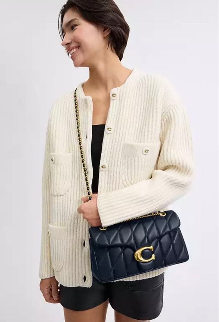 coachコーチタビーショルダーバッグ 26 キルティングネイビー紺色CP150