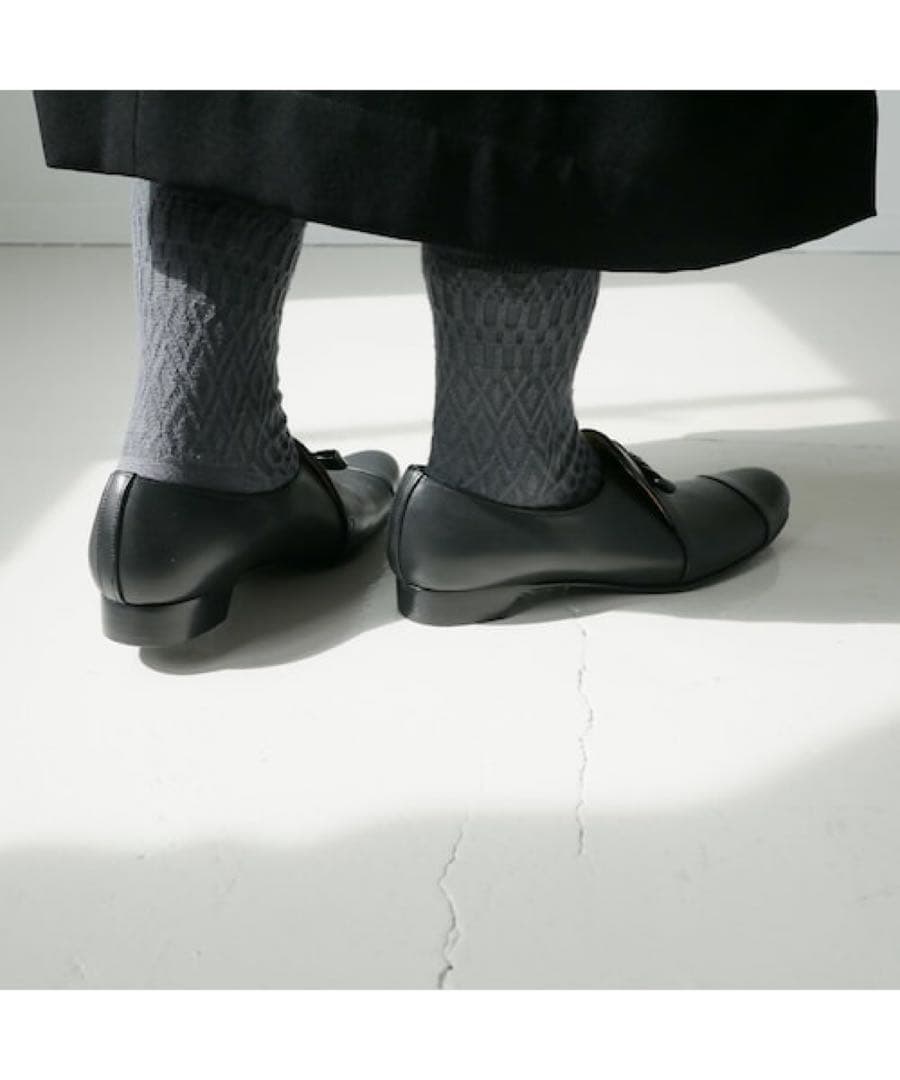 chausser ショセ＊黒　スリッポン キャップトゥ シューズ　革靴　39