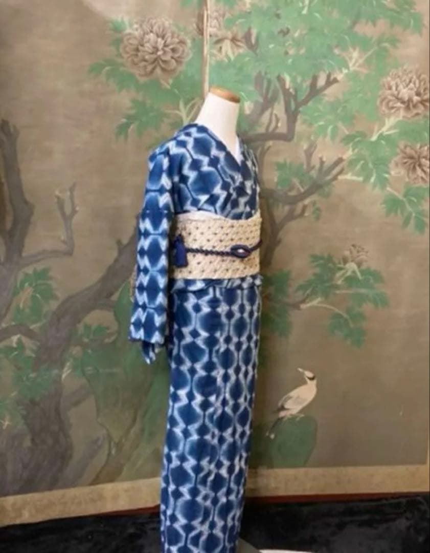 【高級】【美品】有松鳴海絞　日本製の伝統工芸士さん染め絞り 単衣浴衣