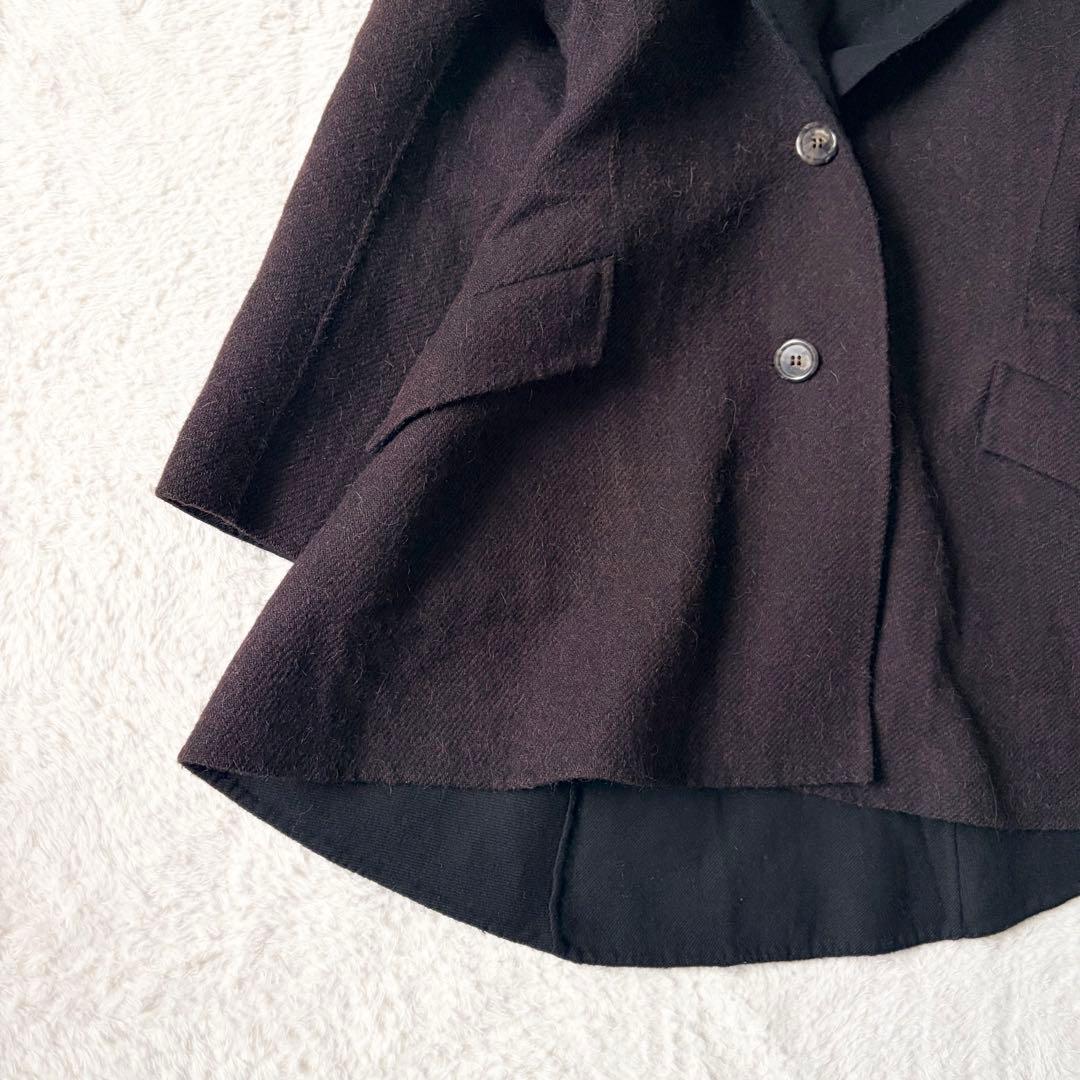 6268 希少✨ イッセイミヤケ フーデッドコート 女優襟 バイカラー L