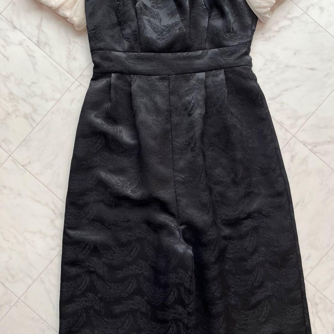 美品✨kana チュール パフスリーブ ワイドパンツオールインワン ブラック　S