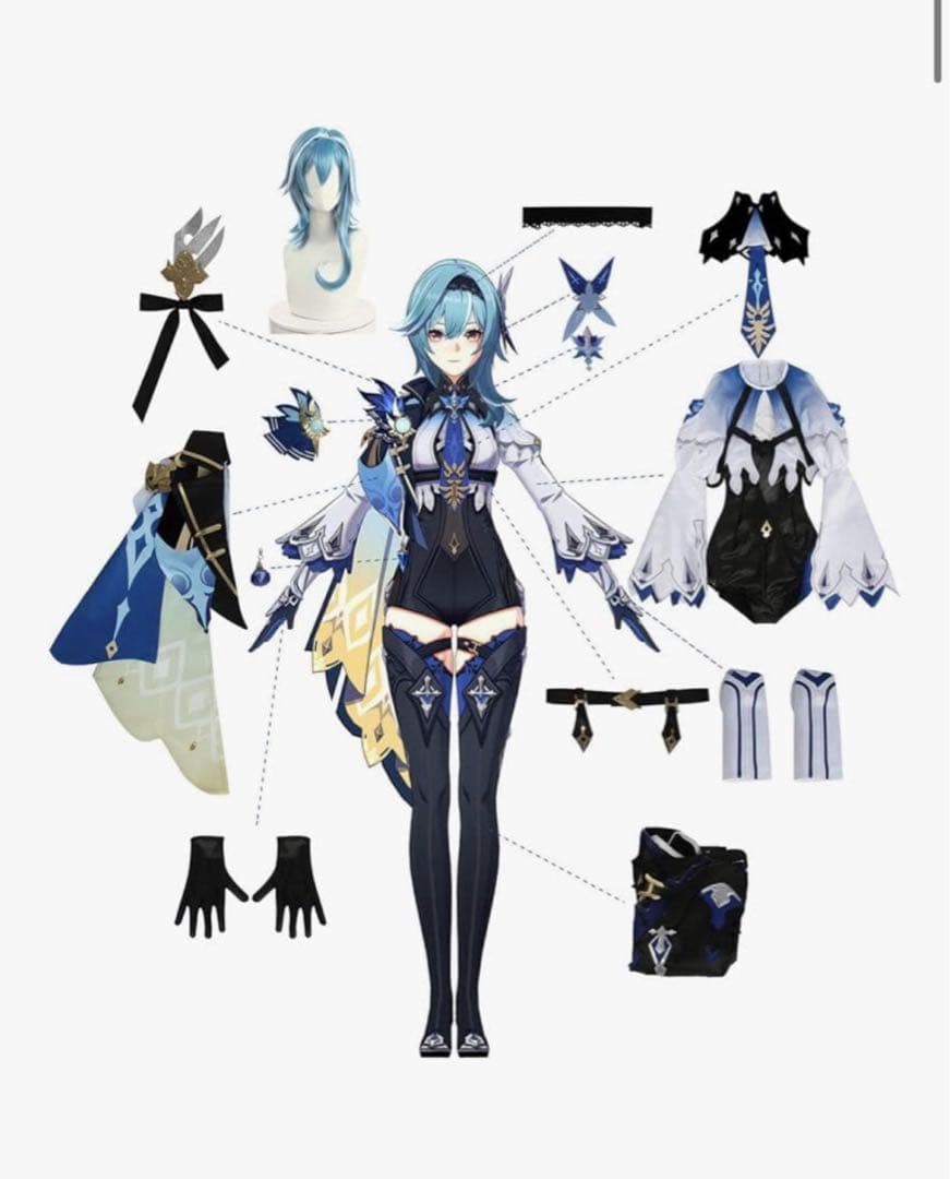 原神 エウルア コスプレ ウィッグ付き 衣装