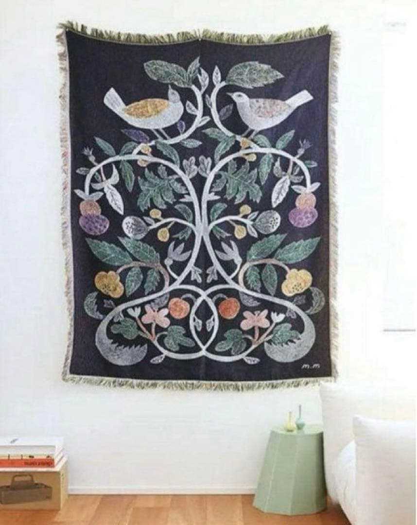 ハナ☆コト　タペストリー ラグ　110×153cm　プランツ バード　鳥