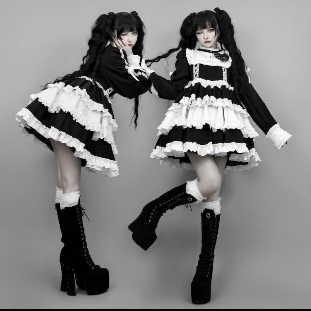 DimMoire フリルに埋もれて見る悪夢ドレス　Black&White