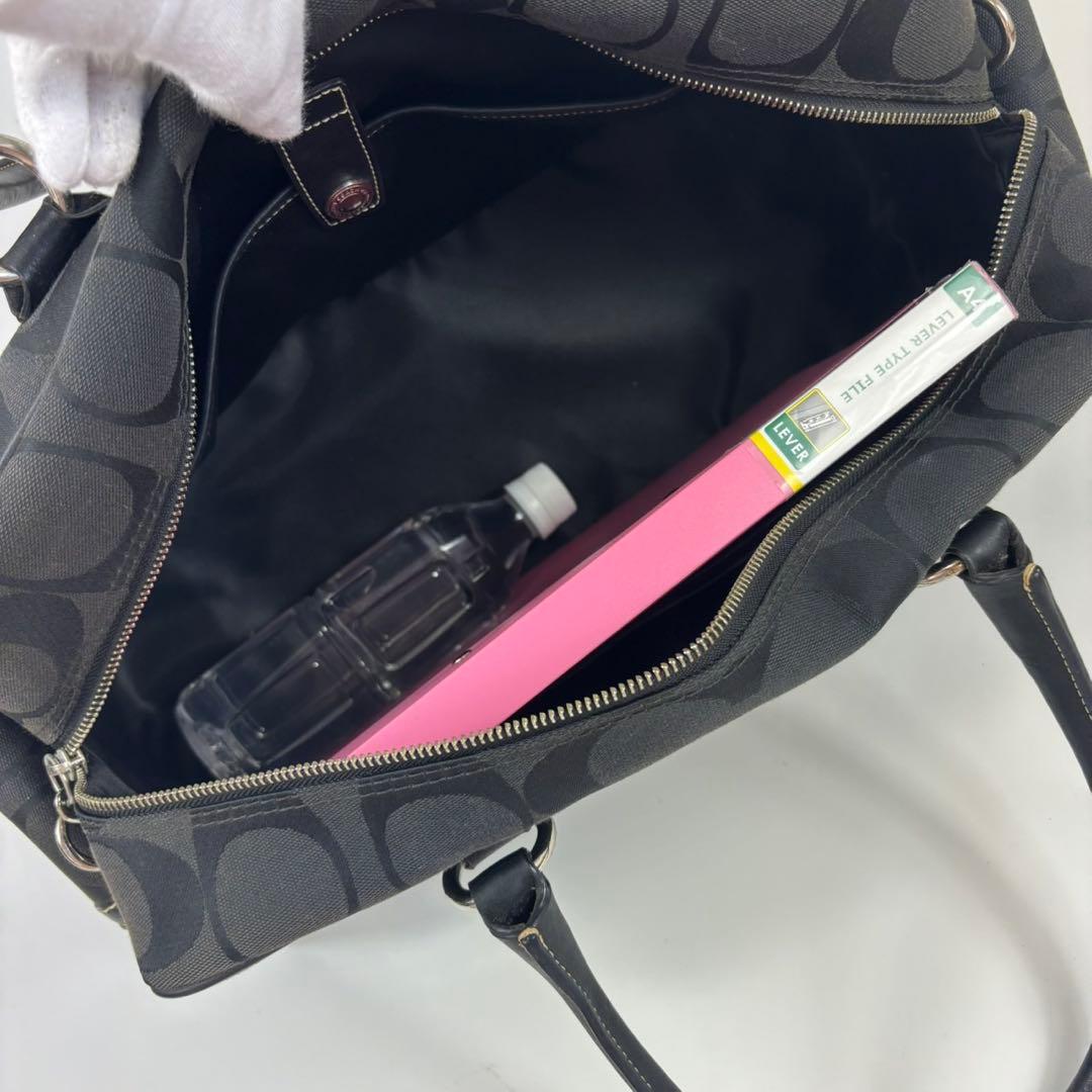 コーチ シグネチャー ストライプ ボストンバッグ　10392 キャンバス　黒