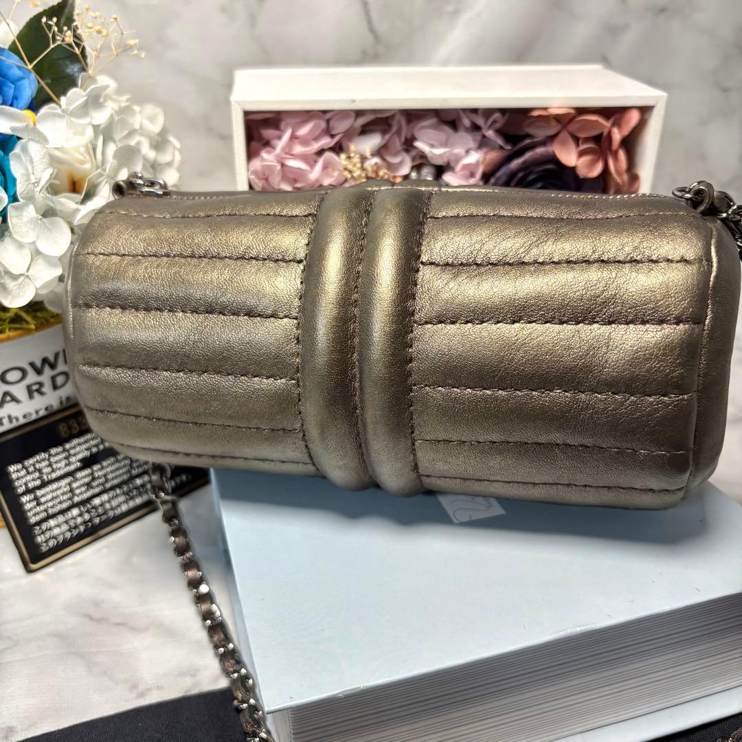 ♡激レア♡CHANEL ハンドバッグ メタリックグレー チェーンハンドル レザー