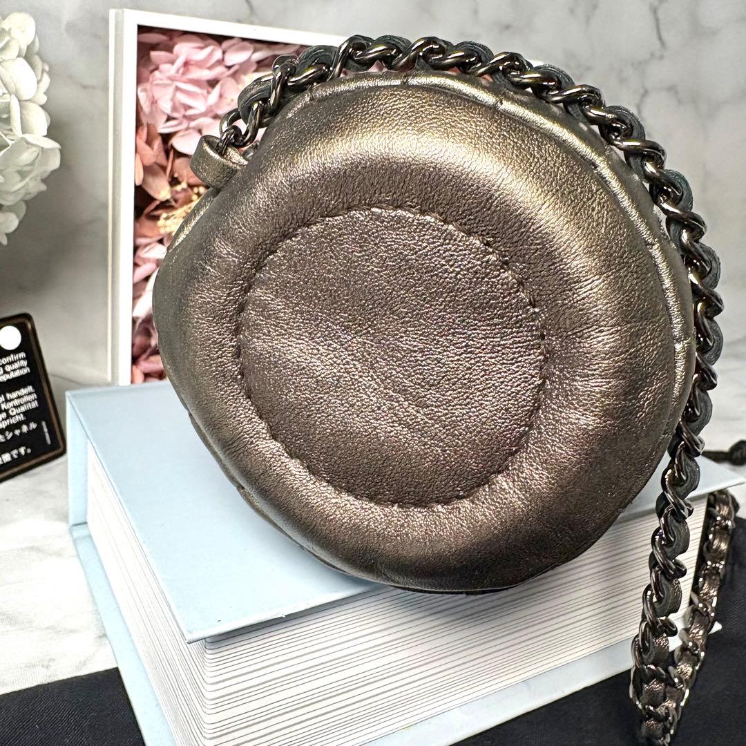 ♡激レア♡CHANEL ハンドバッグ メタリックグレー チェーンハンドル レザー