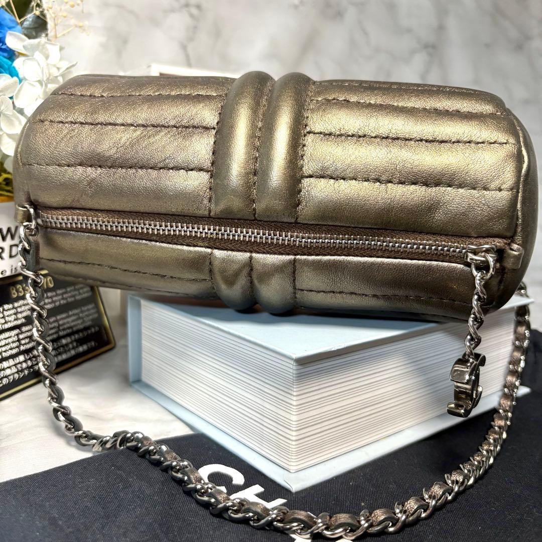 ♡激レア♡CHANEL ハンドバッグ メタリックグレー チェーンハンドル レザー