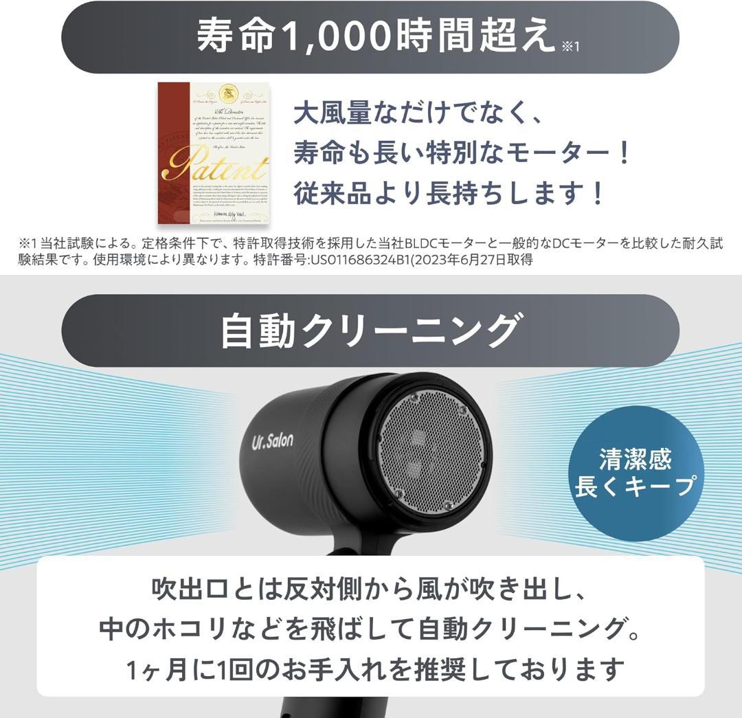 UR.SALON ドライヤー 大風量 速乾 マイナスイオン