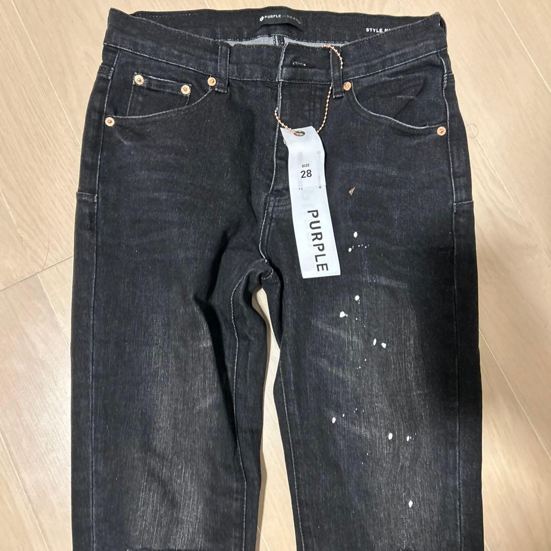 早い者勝ちすぐ売れます PURPLE ブラックデニム パンツ 28