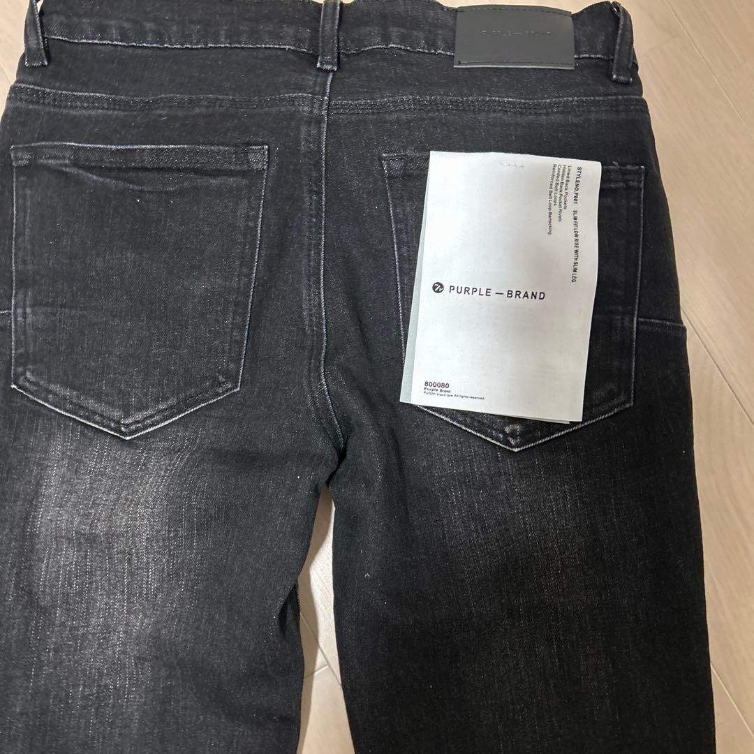 早い者勝ちすぐ売れます PURPLE ブラックデニム パンツ 28