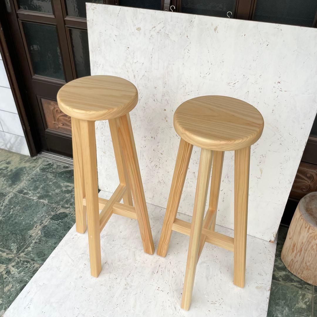 ♡　国産ひのき　丸椅子　木製スツール