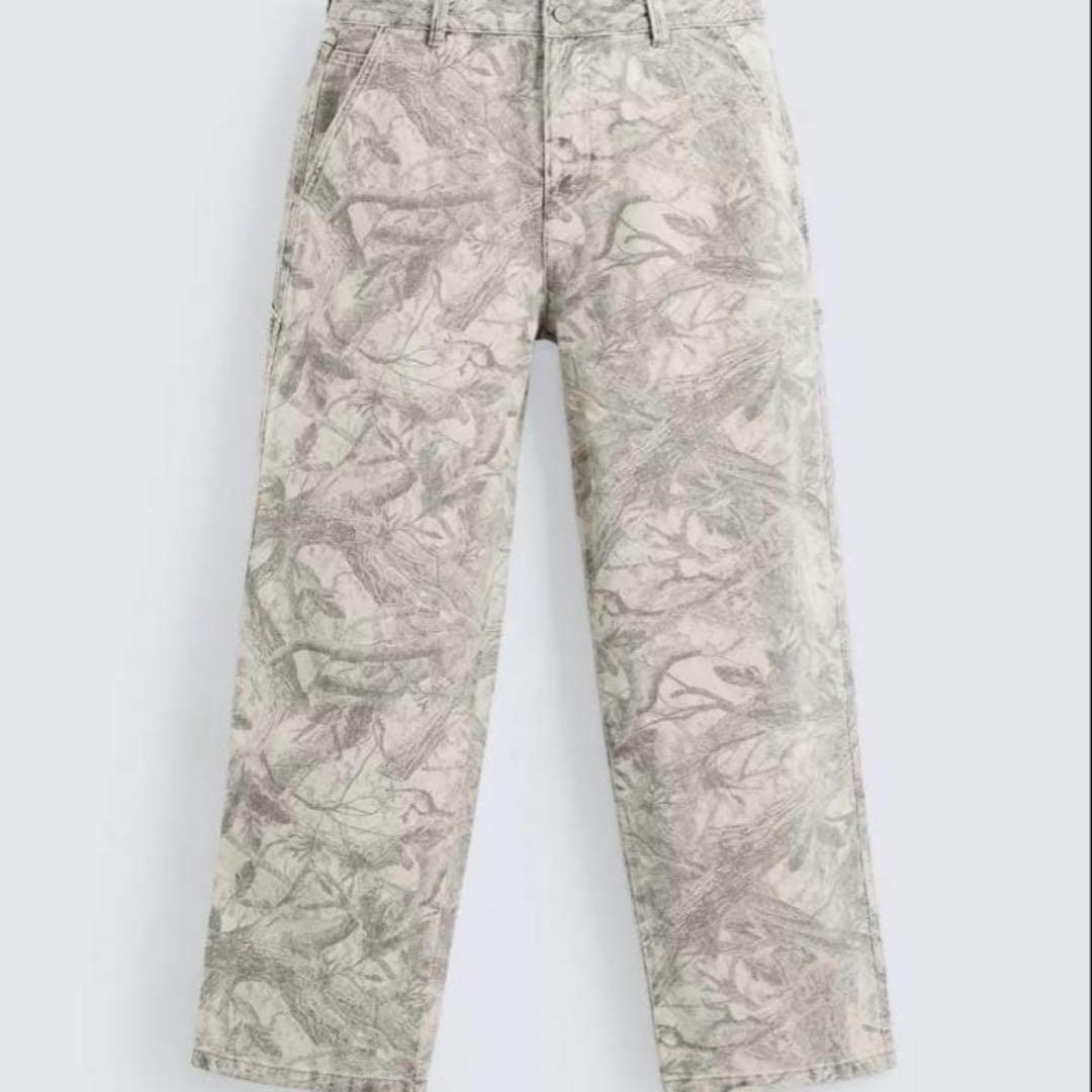 ZARAアブストラクトプリント カーペンターパンツ EU40(JP31)