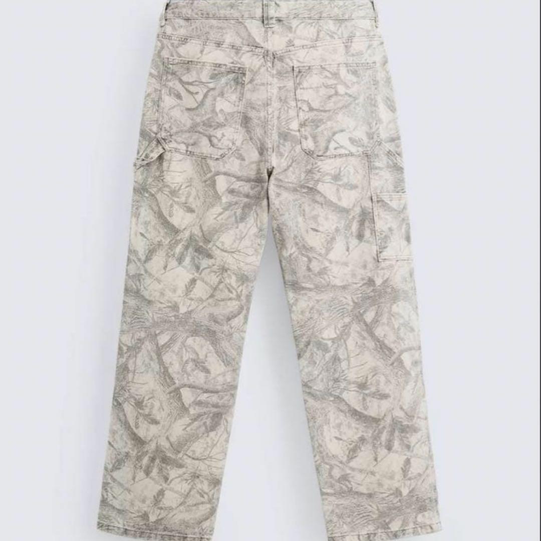 ZARAアブストラクトプリント カーペンターパンツ EU40(JP31)