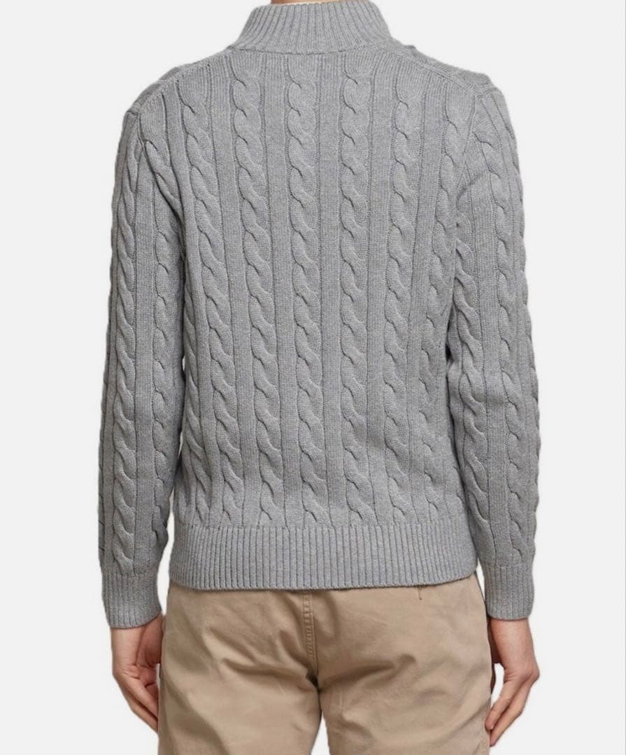 【新品】XLサイズPOLO RALPH LAURENケーブルハーフジップ グレー