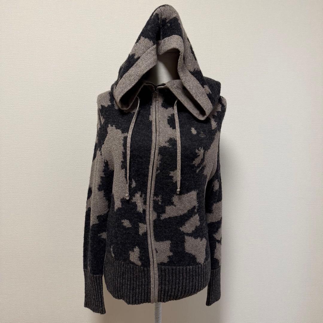 ヴィヴィアンウエストウッド　パーカー　オーブ刺繍　変形　アシメ　ウール系　M