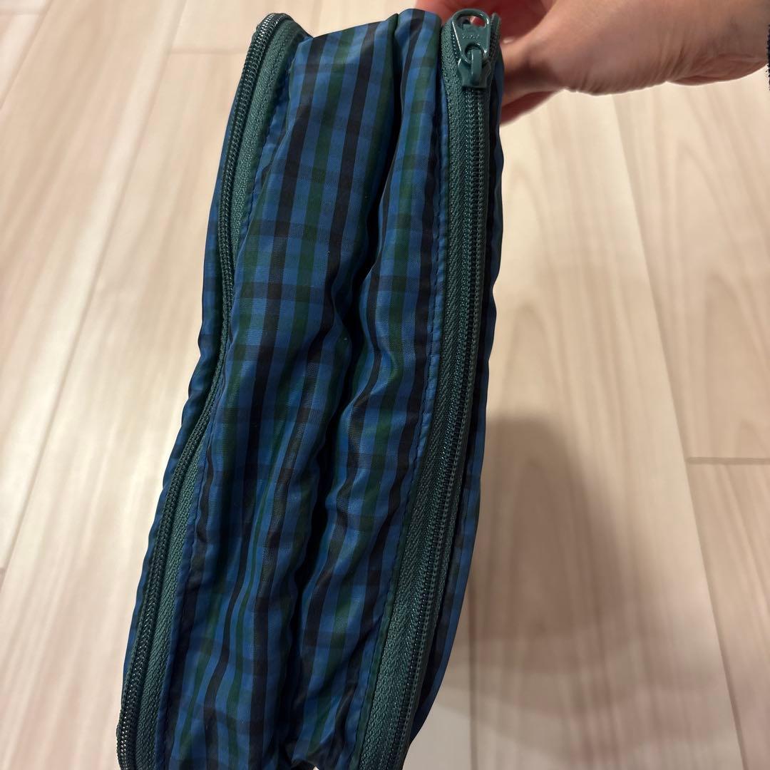 familiar おでかけポーチ　緑チェックXB