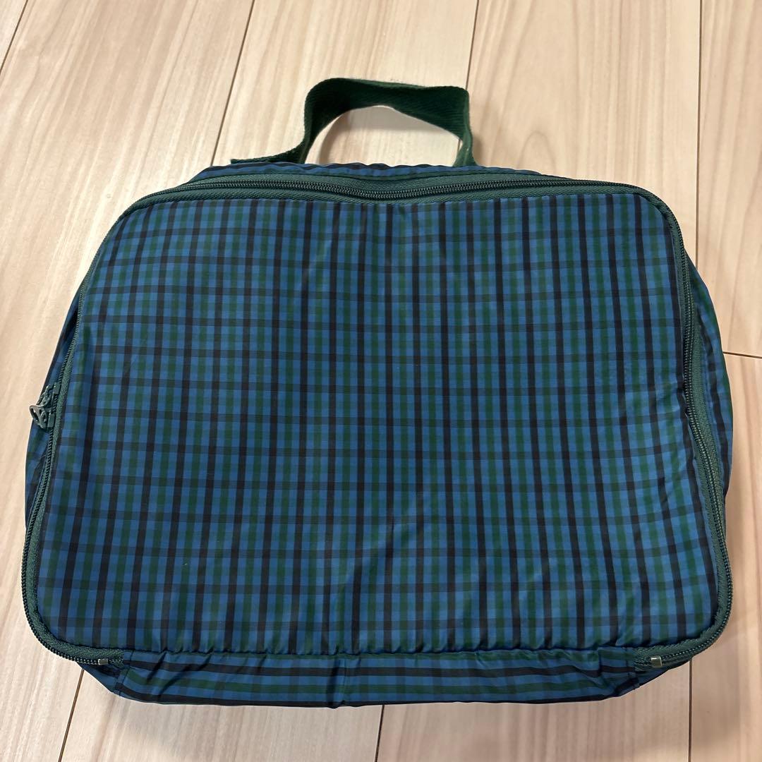 familiar おでかけポーチ　緑チェックXB