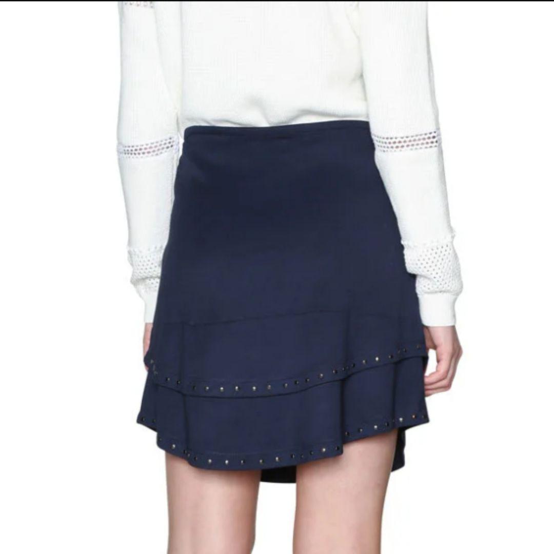 Desigual ネイビーレイヤード刺繍スカート試着のみ美品 リゾートワンピース