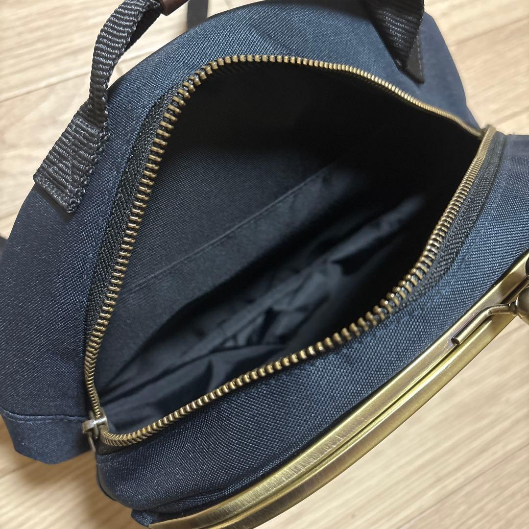 美品　あやの小路　がま口ポシェット型ボディバッグ コーデュラ