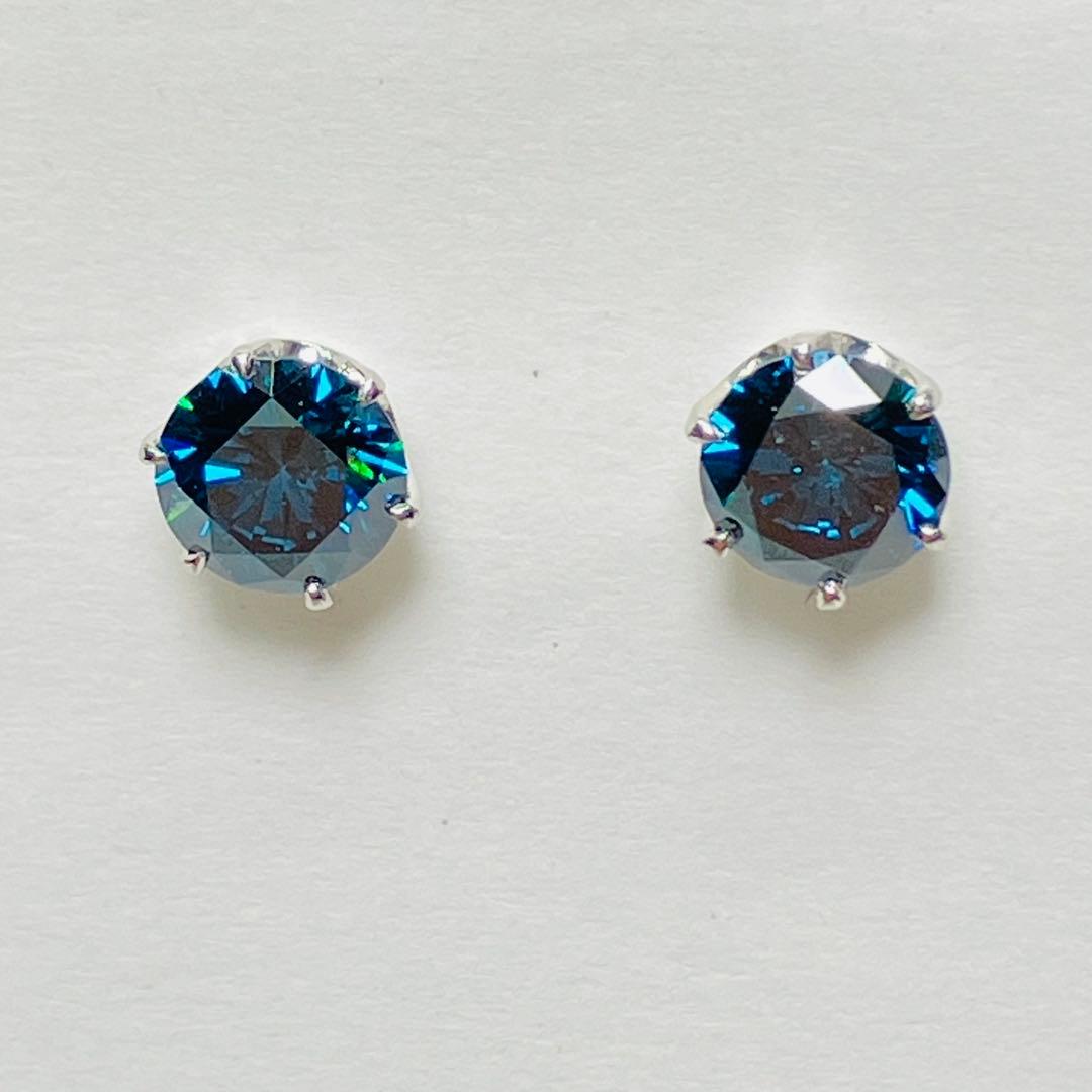 美品 Pt900 トリート ブルーダイヤモンド ピアス BD:1.027ct