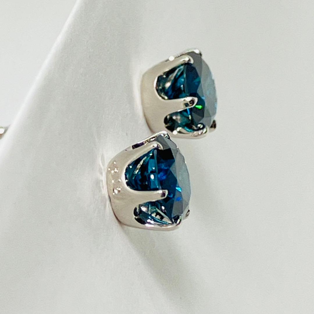 美品 Pt900 トリート ブルーダイヤモンド ピアス BD:1.027ct