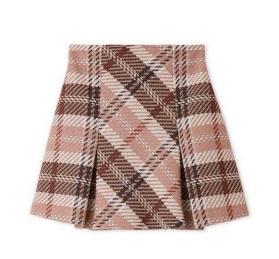 SNIDELスナイデル ロービングチェックスカート ピンク 0サイズ