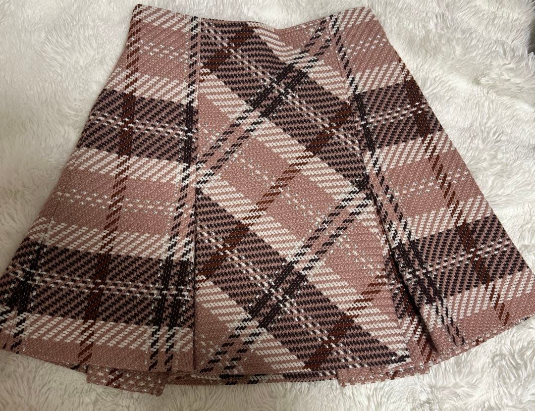 SNIDELスナイデル ロービングチェックスカート ピンク 0サイズ