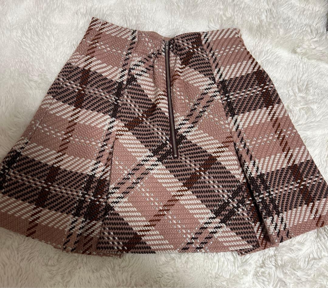 SNIDELスナイデル ロービングチェックスカート ピンク 0サイズ